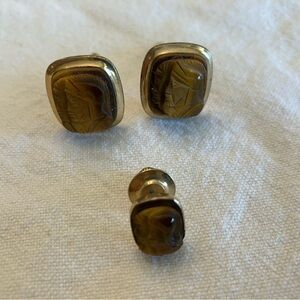 Vintage Gold and Brown Cufflinks Set
